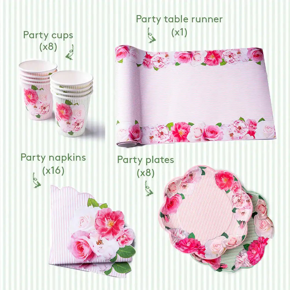 A Very English Rose Table Set (x8) Owned Brand