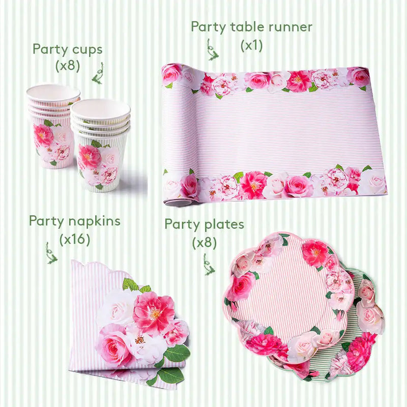 A Very English Rose Table Set (x8) Owned Brand