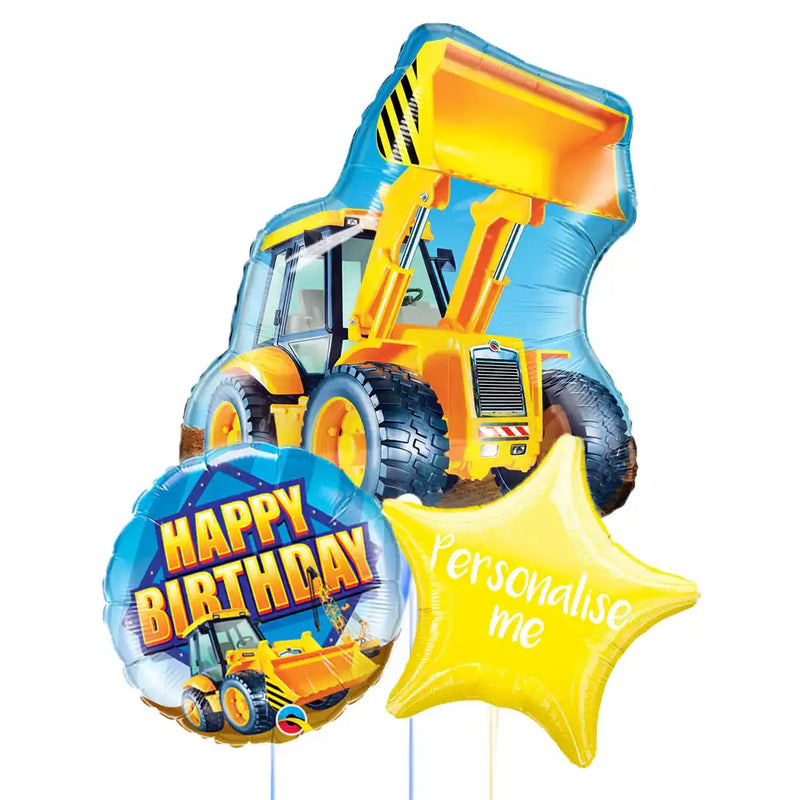 Personalised Inflated Balloon Bunch - Construction Personalised Balloons