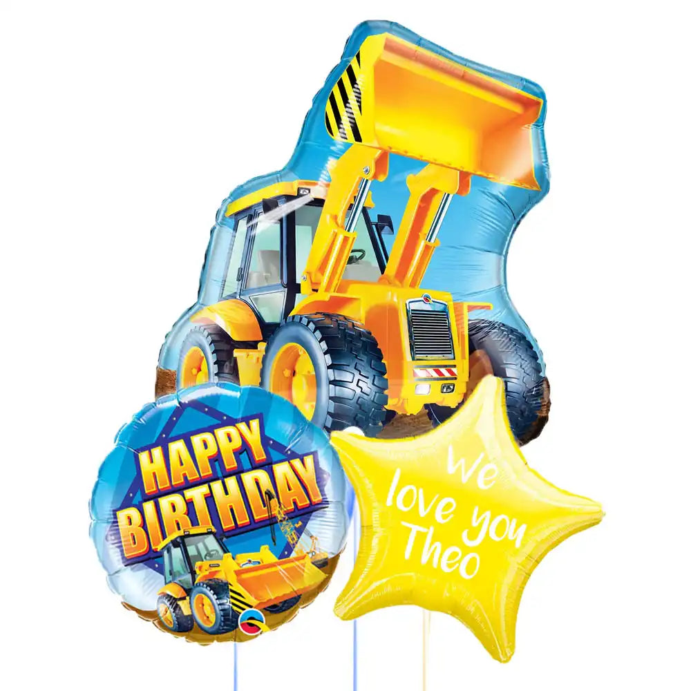 Personalised Inflated Balloon Bunch - Construction Personalised Balloons