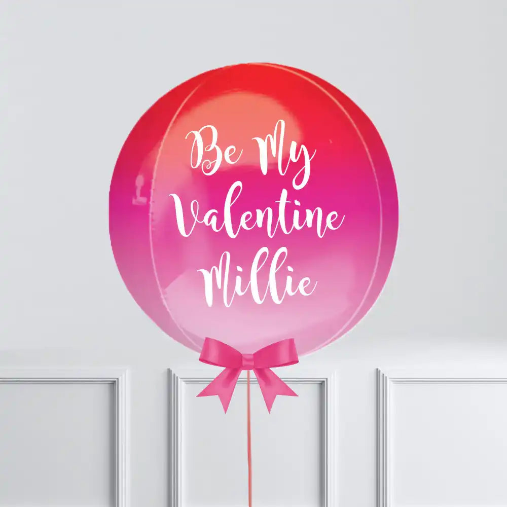 Personalised Orb Balloon - Pink & Red Ombre Personalised Balloons