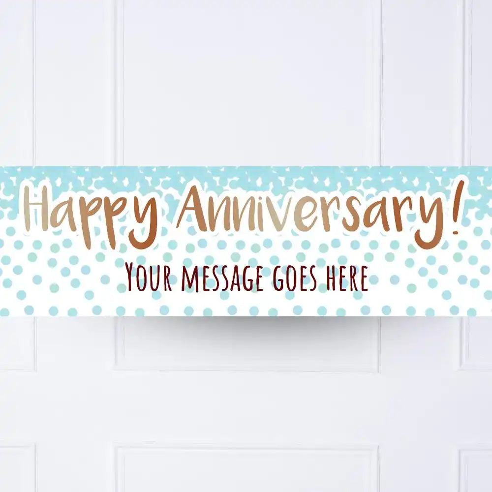 Blue Confetti Anniversary Personalised Party Banner No Personalised Banner