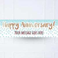 Blue Confetti Anniversary Personalised Party Banner No Personalised Banner