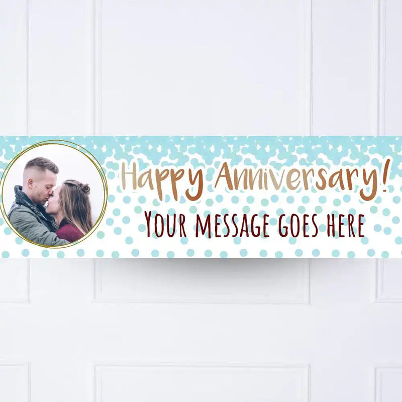 Blue Confetti Anniversary Personalised Party Banner Yes Personalised Banner