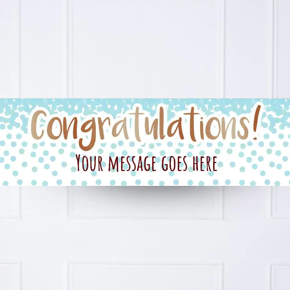 Blue Confetti Congratulations Personalised Party Banner No Personalised Banner