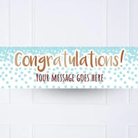Blue Confetti Congratulations Personalised Party Banner No Personalised Banner