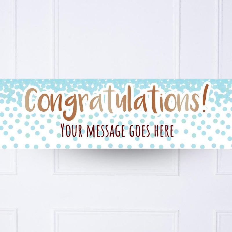 Blue Confetti Congratulations Personalised Party Banner