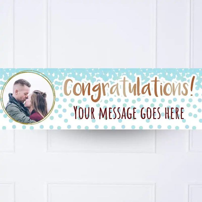 Blue Confetti Congratulations Personalised Party Banner Yes Personalised Banner