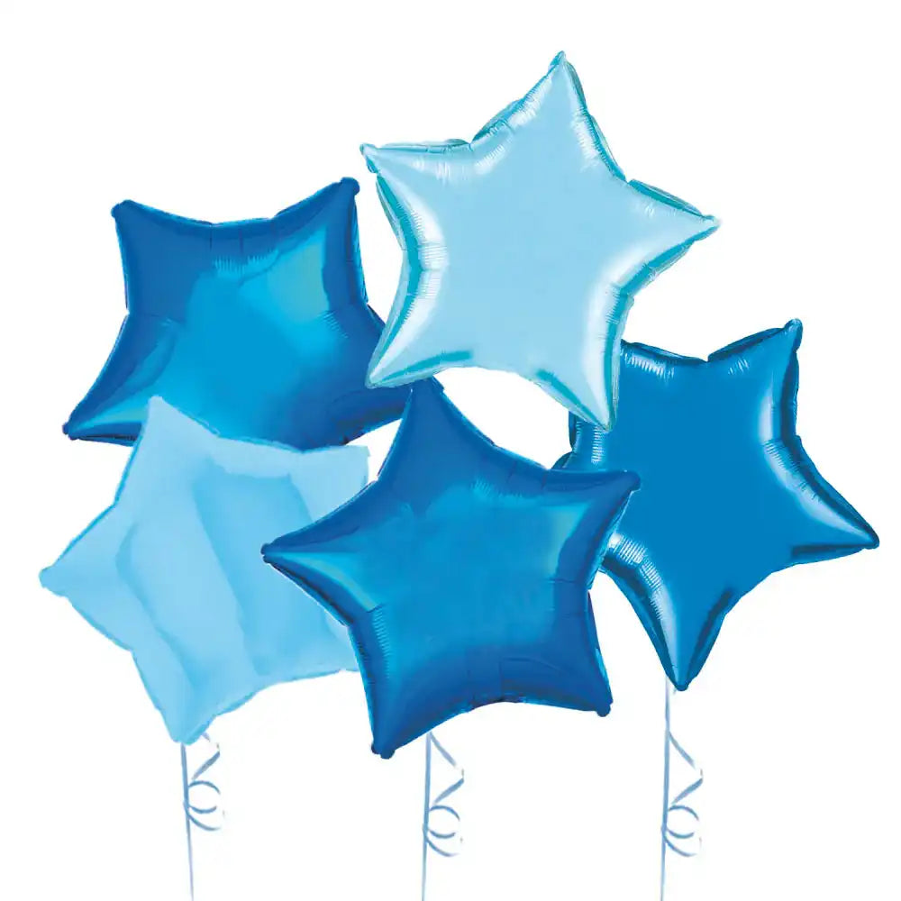 Inflated Balloon Bunch - Blue Stars Personalised Balloons