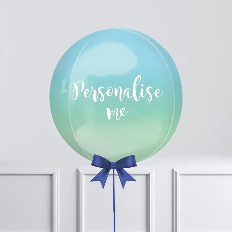 Personalised Orb Balloon - Blue & Green Ombre Personalised Balloons