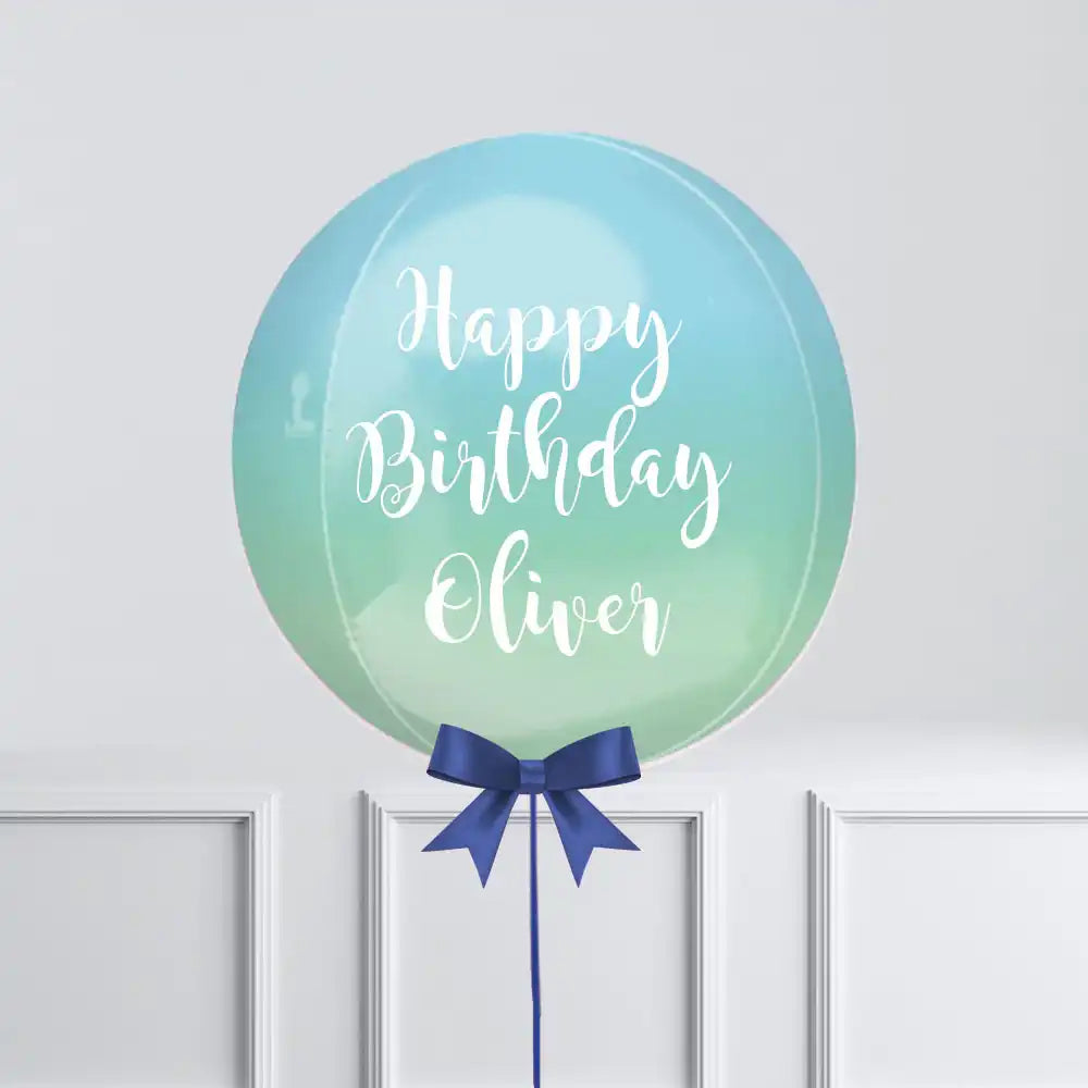 Personalised Orb Balloon - Blue & Green Ombre Personalised Balloons