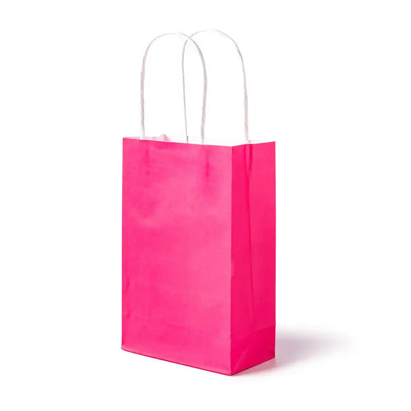 Bright Pink Party Bags with Handles (x12) Party Pieces