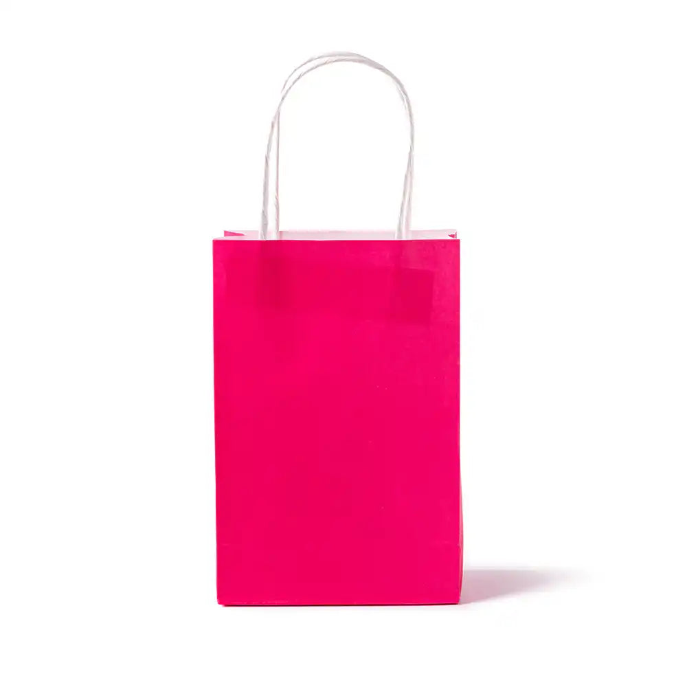 Bright Pink Party Bags with Handles (x12) Party Pieces