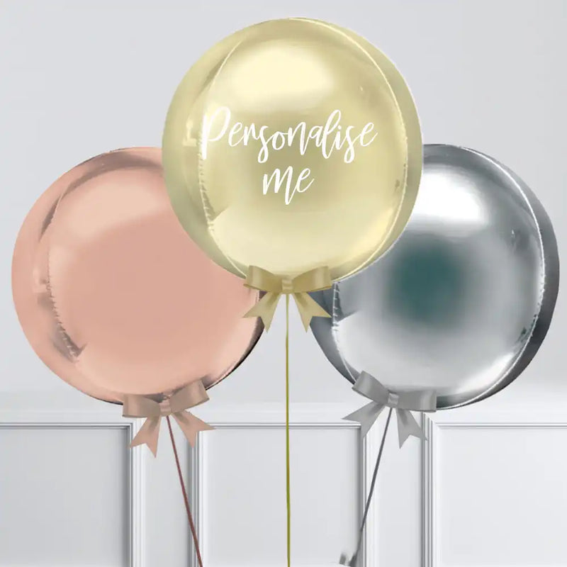 Personalised Orb Balloon Trio - Metallics Personalised Balloons