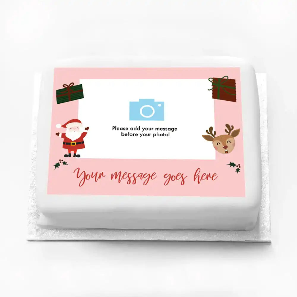 Personalised Photo Cake - Christmas Characters Message and Photo Personalised Cake