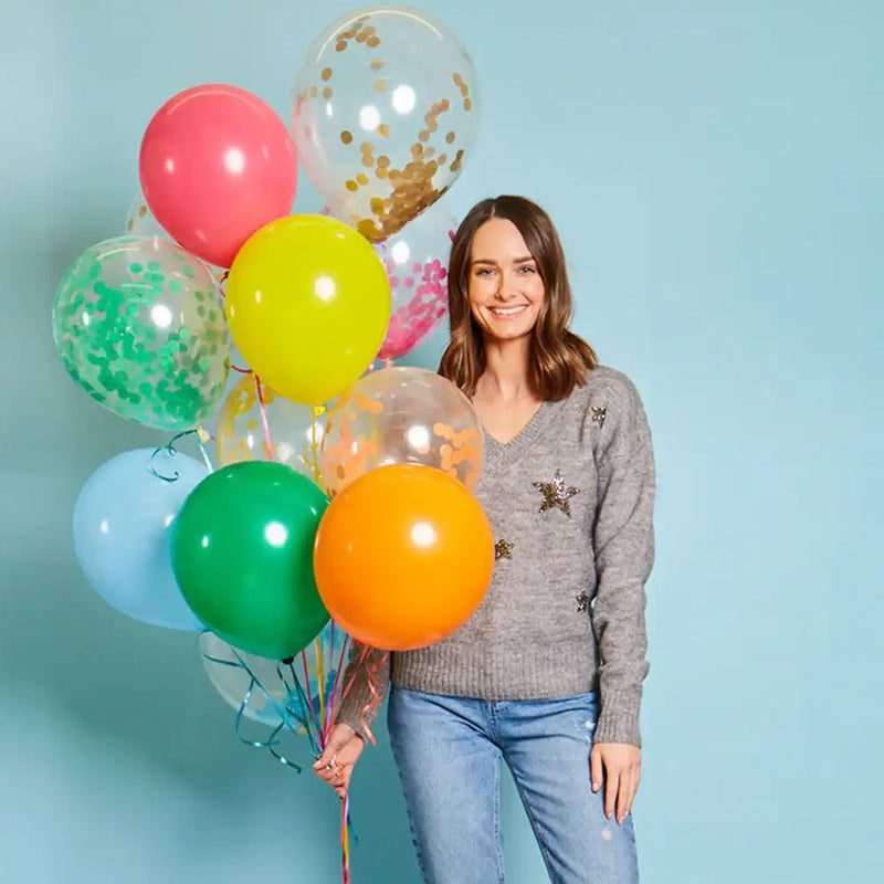 Birthday Brights Rainbow - Confetti Balloons (x12) General Party