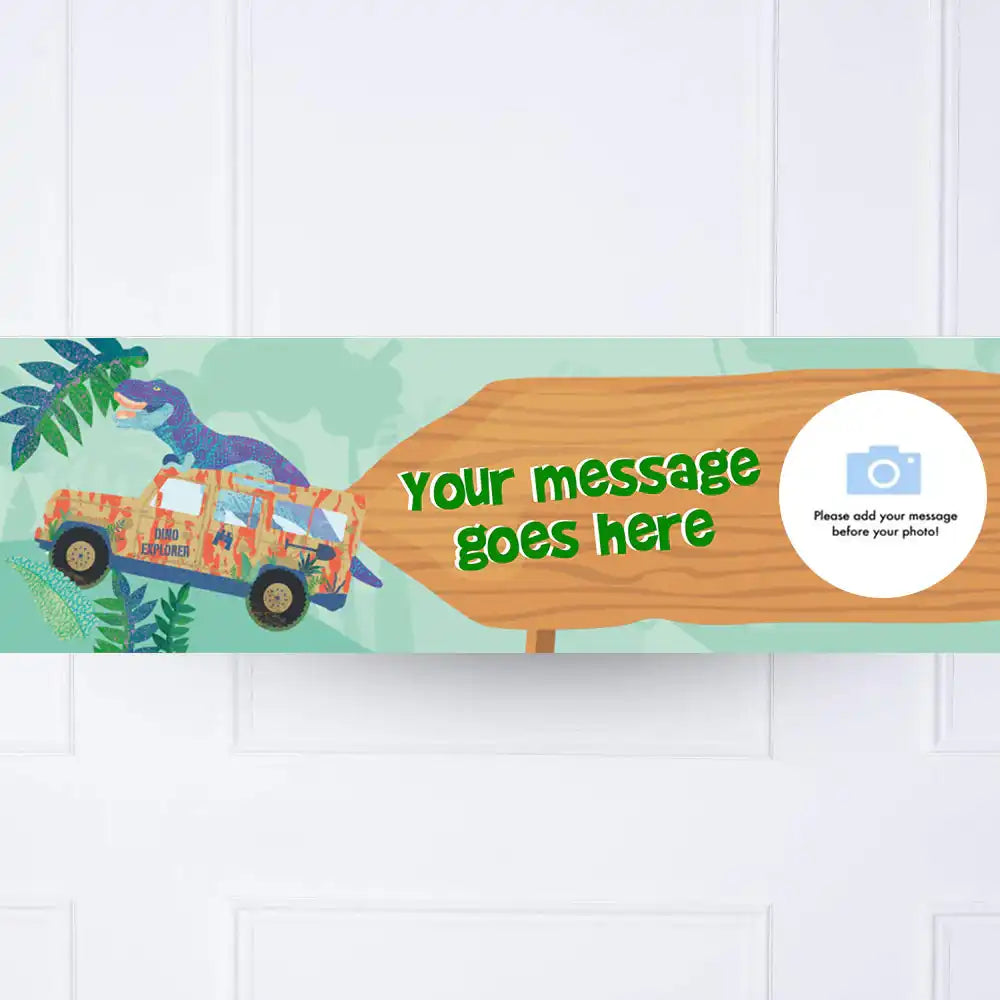 Dino Explorer Personalised Party Banner Personalised Banner