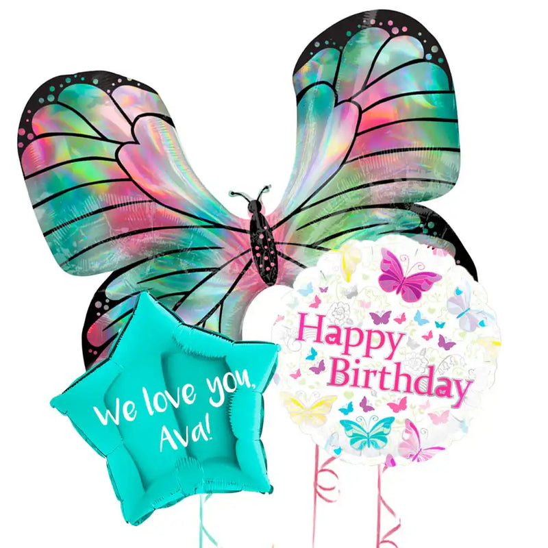 Personalised Inflated Balloon Bunch - Fairy Garden Personalised Balloons