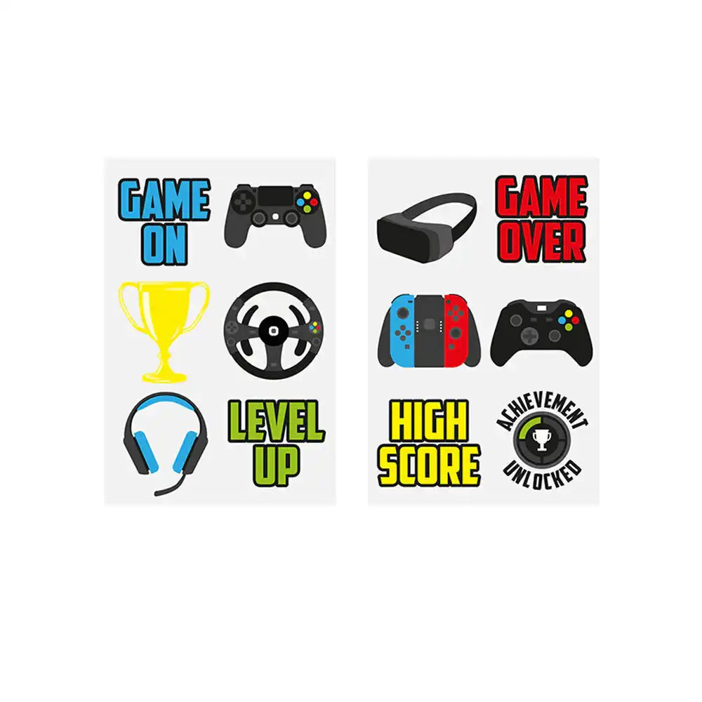 Mini Gamer Temporary Tattoo Sheets (x6) Kids Party
