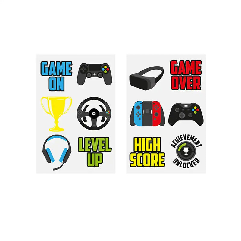 Mini Gamer Temporary Tattoo Sheets (x6) Kids Party