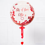 Personalised Heart Filled Bubble Balloon in a Box –  Confetti