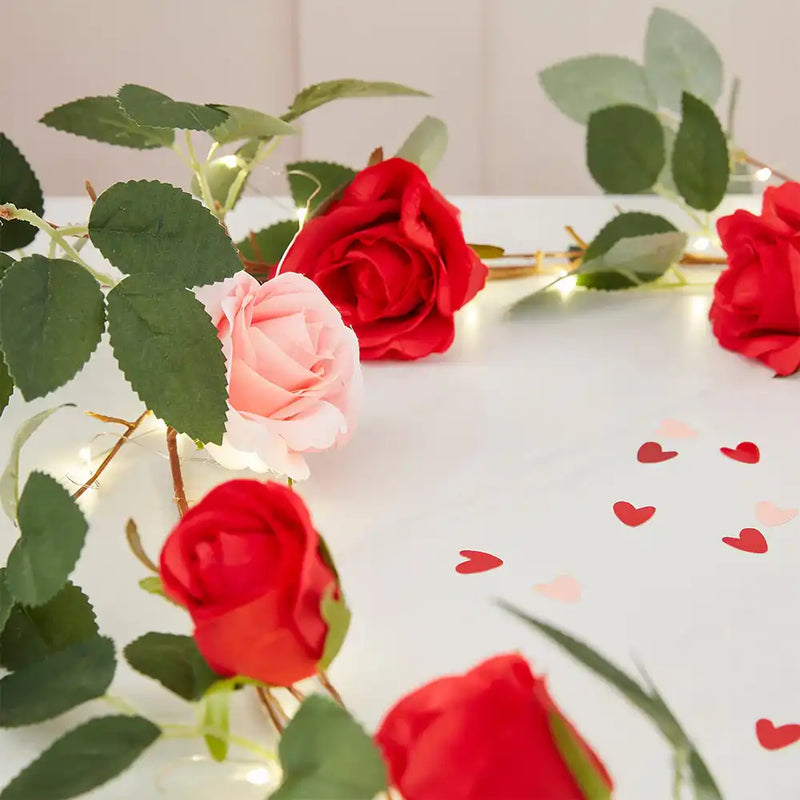 Rose Garland With String Lights Valentine's Day