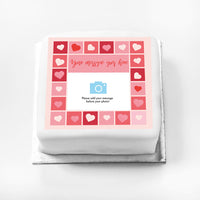 Personalised Photo Cake - Photo Heart Collage Photo and Message Small Personalised Cake