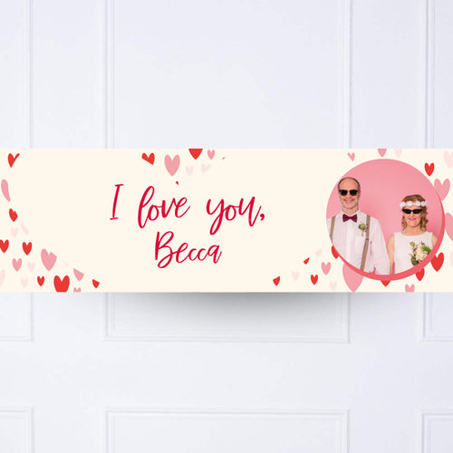 Heart Confetti Personalised Party Banner