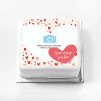 Personalised Photo Cake - Heart Confetti Photo & Message Small (up to 6 small portions) Personalised Cake