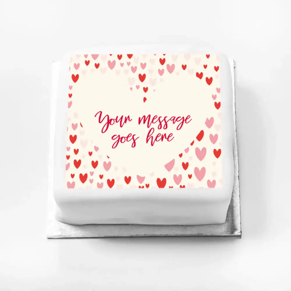 Personalised Photo Cake - Heart Confetti Message Only Small (up to 6 small portions) Personalised Cake