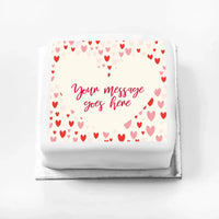 Personalised Photo Cake - Heart Confetti Message Only Small (up to 6 small portions) Personalised Cake