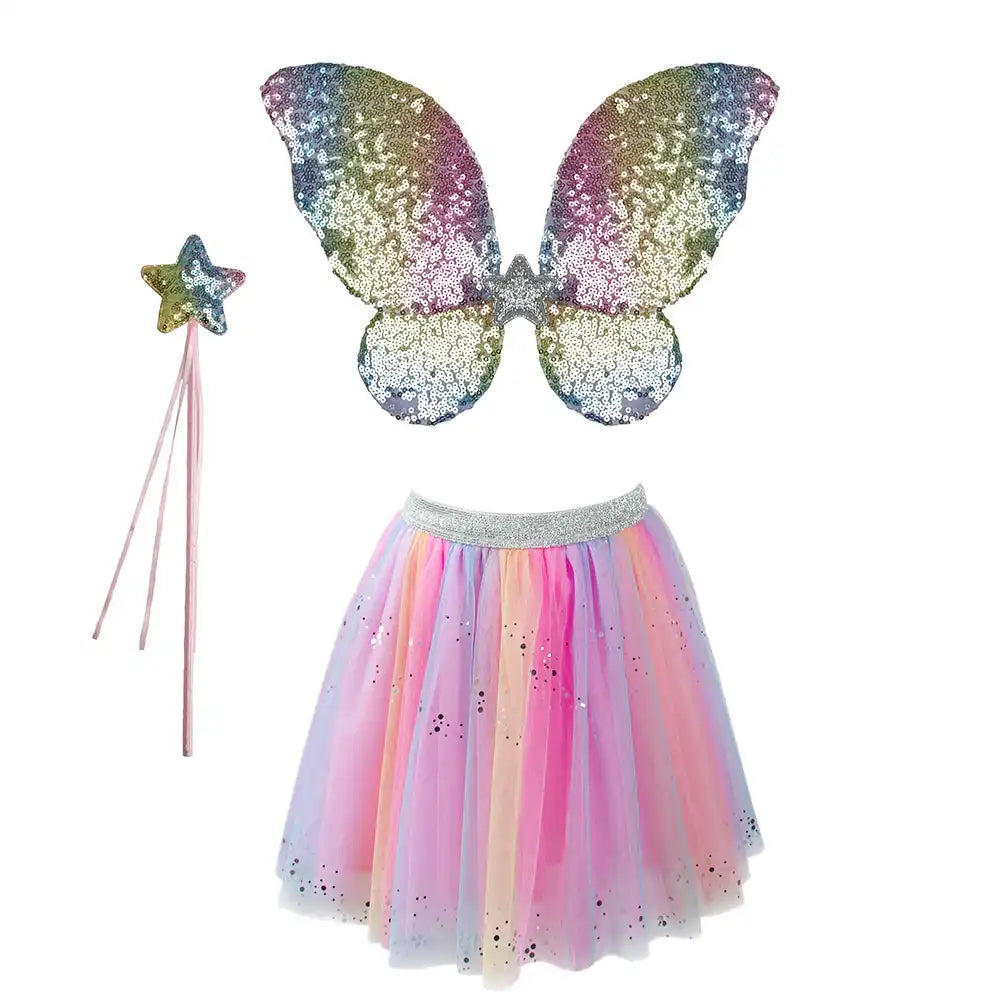 Rainbow Sequins Skirt, Wings and Wand Kids Party