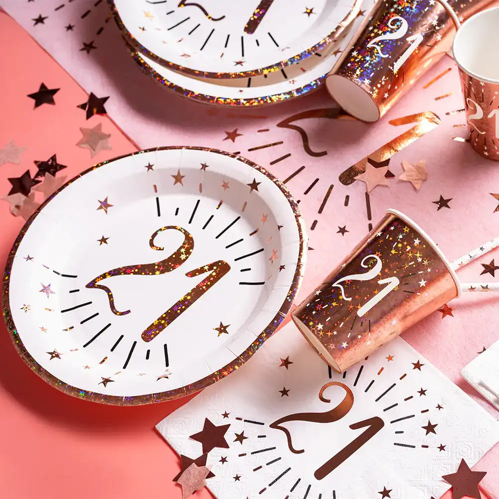 21st Birthday Rose Gold Paper Cups (x10) Milestone