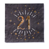 21st Birthday Black & Gold Sparkle Napkins (x10) Milestone