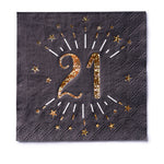 21st Birthday Black & Gold Sparkle Napkins (x10)