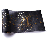 21st Birthday Black & Gold Sparkle Table Runner Milestone