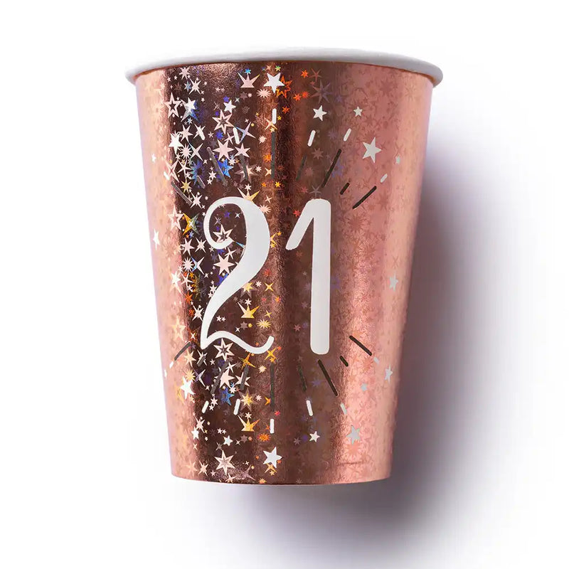 21st Birthday Rose Gold Paper Cups (x10) Milestone