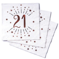 21st Birthday Rose Gold Paper Party Napkins (x10) Milestone