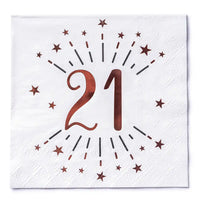 21st Birthday Rose Gold Paper Party Napkins (x10) Milestone