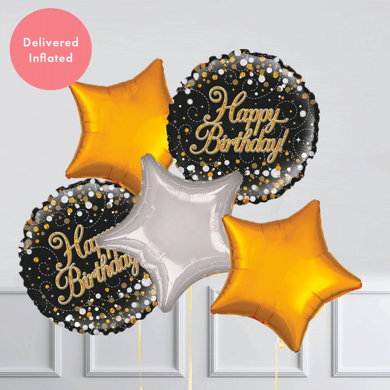 Inflated Balloon Bunch - Sparkle Fizz Happy Birthday