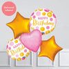 Inflated Balloon Bunch - Pink & Gold Dots Personalised Balloons