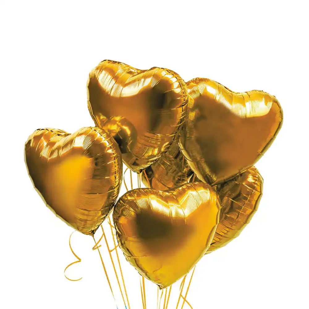 Inflated Balloon Bunch - Gold Hearts Personalised Balloons