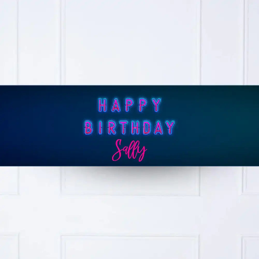 Neon Birthday Personalised Party Banner Personalised Banner