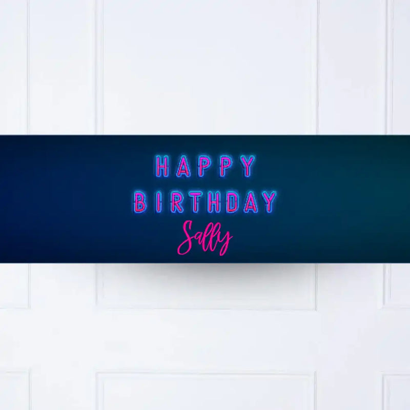 Neon Birthday Personalised Party Banner Personalised Banner