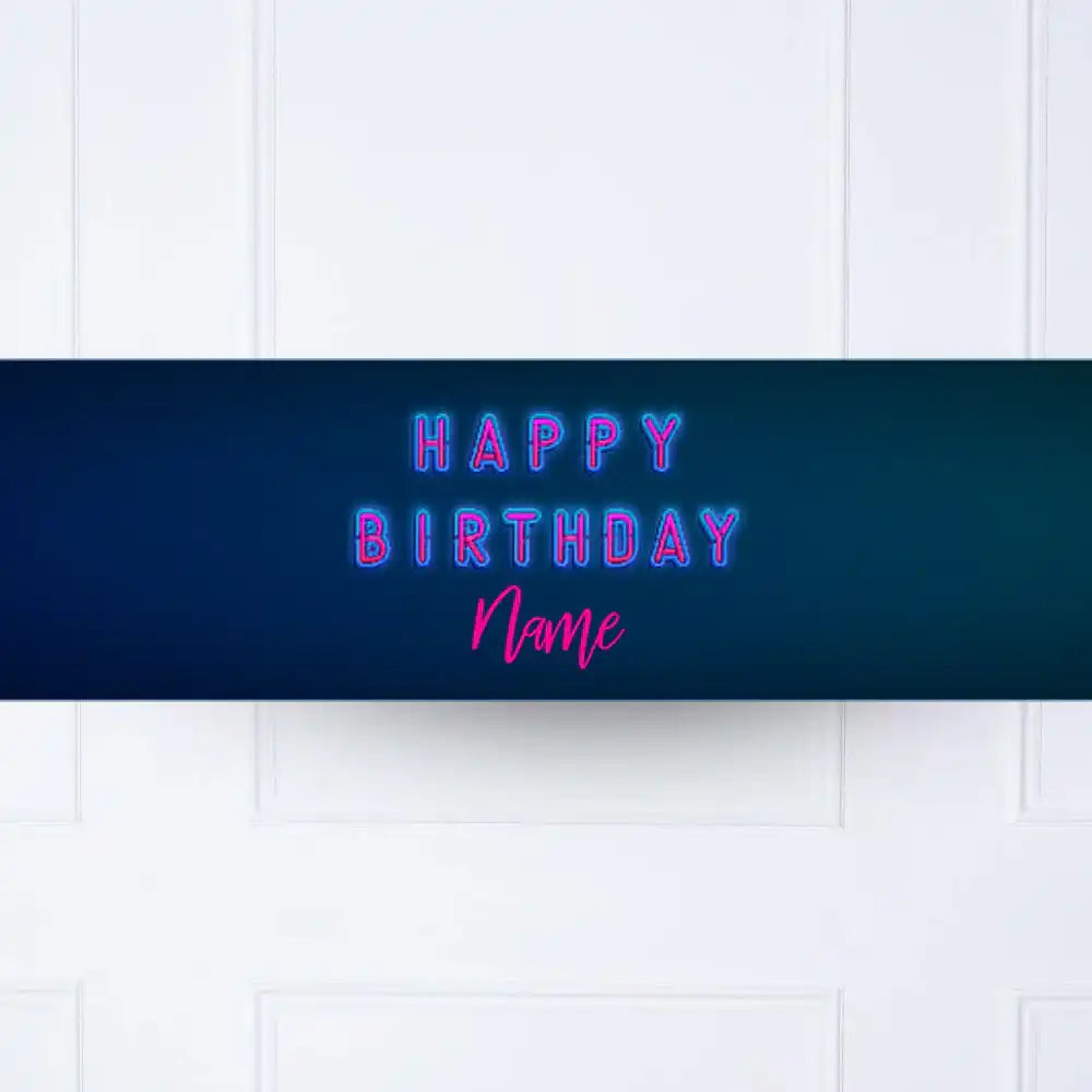 Neon Birthday Personalised Party Banner Personalised Banner