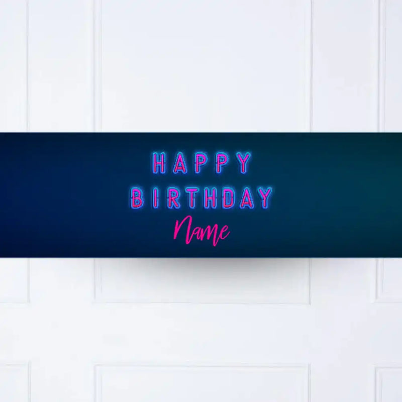 Neon Birthday Personalised Party Banner Personalised Banner