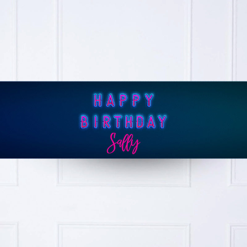 Neon Birthday Personalised Party Banner