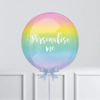 Personalised Orb Balloon - Pastel Rainbow Ombre Personalised Balloons