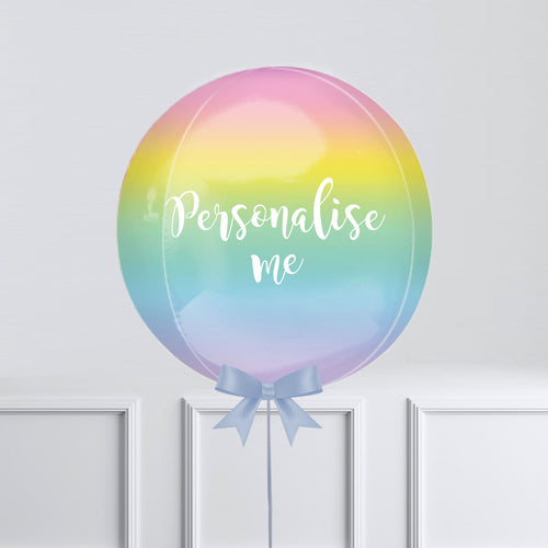 Personalised Orb Balloon - Pastel Rainbow Ombre