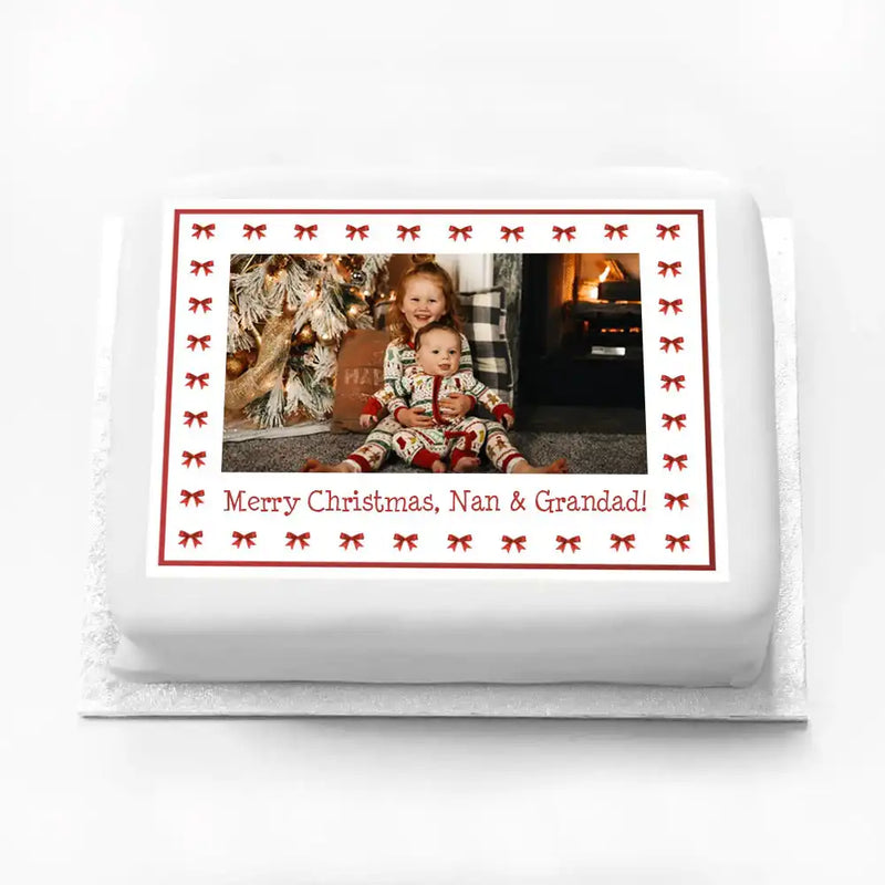 Personalised Photo Cake - Red Ribbon Personalised Cake